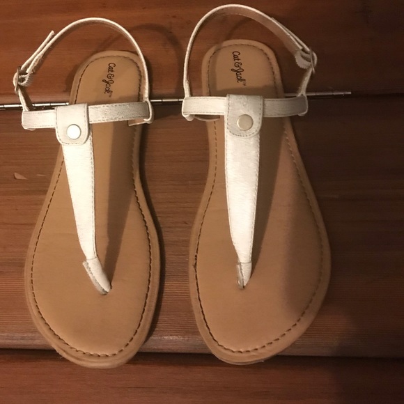 Near new Cat & Jack white sparkle sandals - Picture 3 of 7